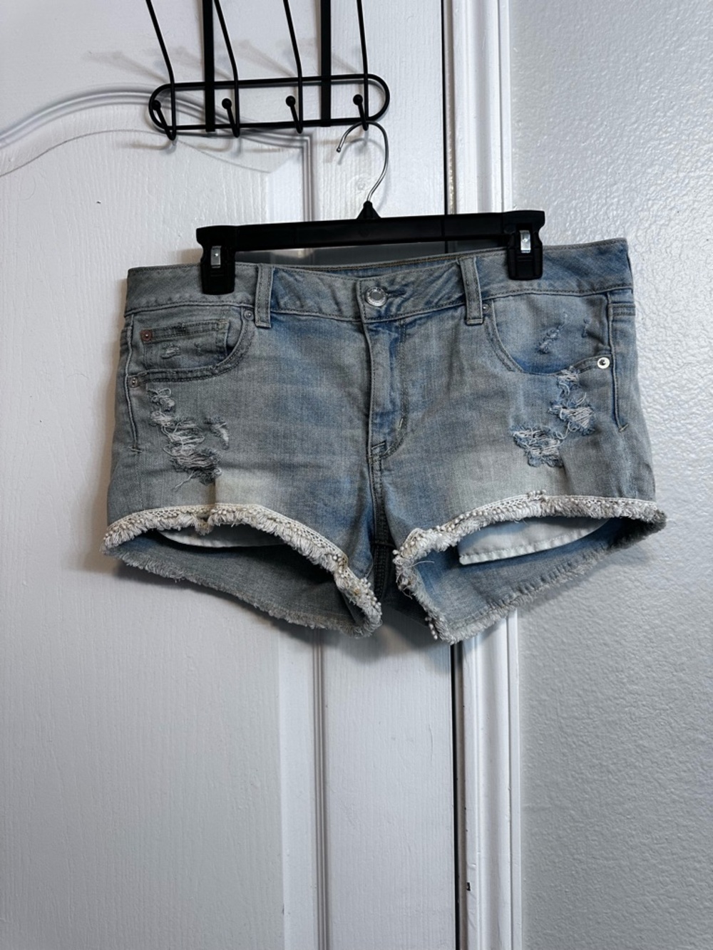 Y2K vintage American Eagle Outfitters Light Blue Distressed Denim Shorts